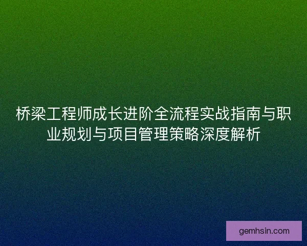 桥梁工程师成长进阶全流程实战指南与职业规划与项目管理策略深度解析